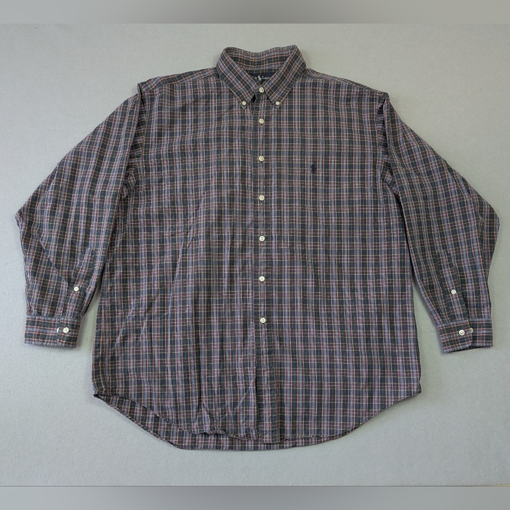 Polo Ralph Lauren Yarmouth Green Tartan Plaid Shirt Men’s Size 17.5 34/35